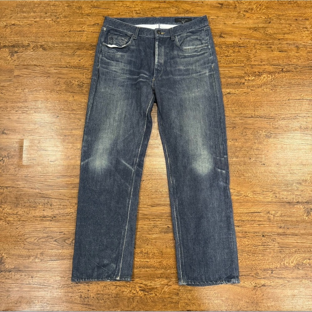 rag & bone Blue Casual Miramar Cotton Terry Sweatpants Denim Jeans Men's 33x30